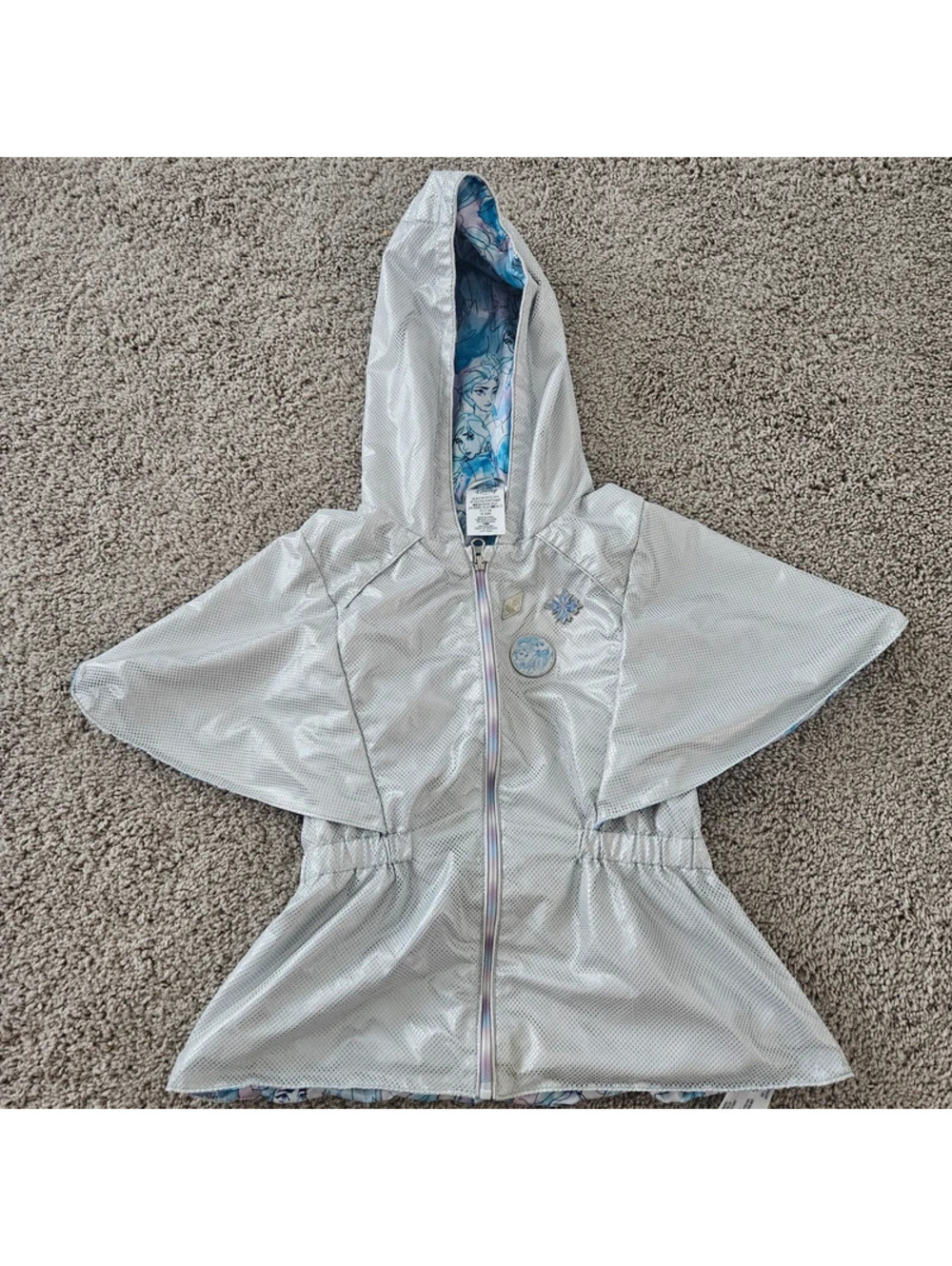 Disney Frozen 2 Elsa Anna Silver Hooded Cape Jacket Girls Size 9/10